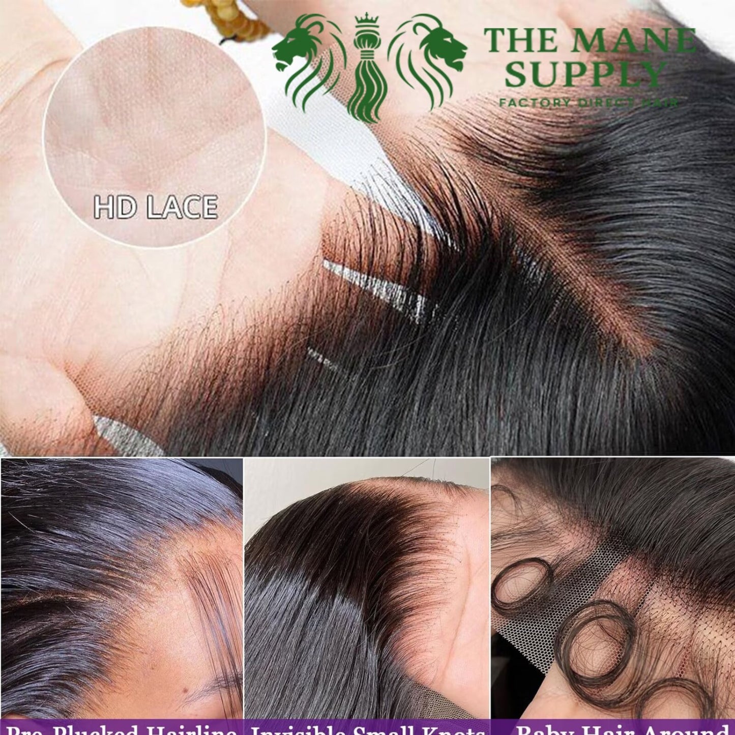 The Mane Supply 13x4 Body Wave HD Lace Front Wigs Human Hair Pre Plucked 200 Density Natural & Healthy Soft Comfortable