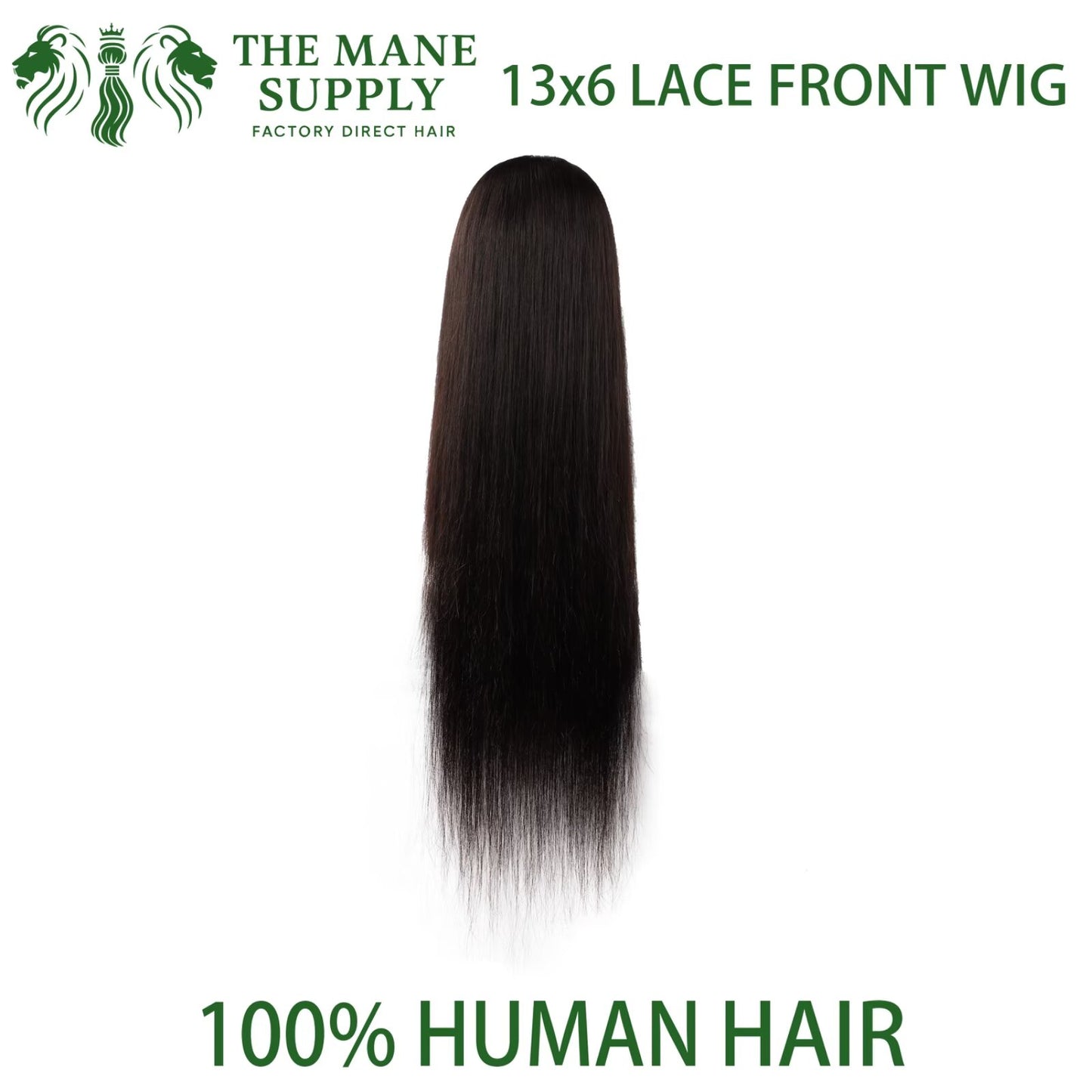 The Mane Supply 13x6 Straight Lace Front Wigs Human Hair Pre Plucked 180% Density Natural & Healthy Soft Comfortable